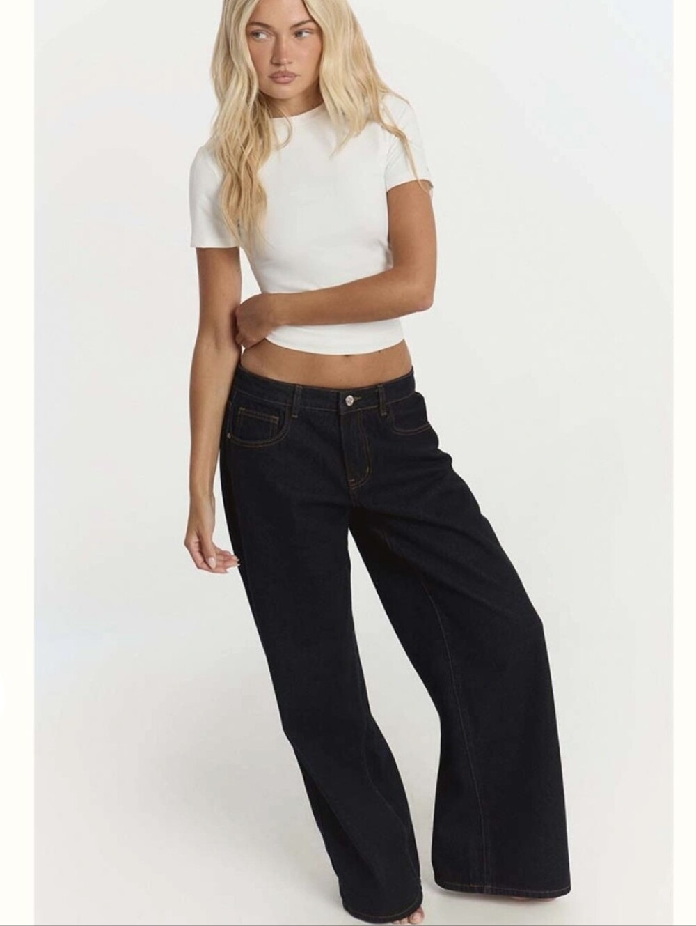 PLT Indigo Low Rise Wide Leg Jeans